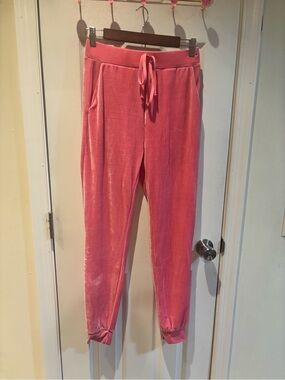 Plush Pink Velvet Jogger Pants